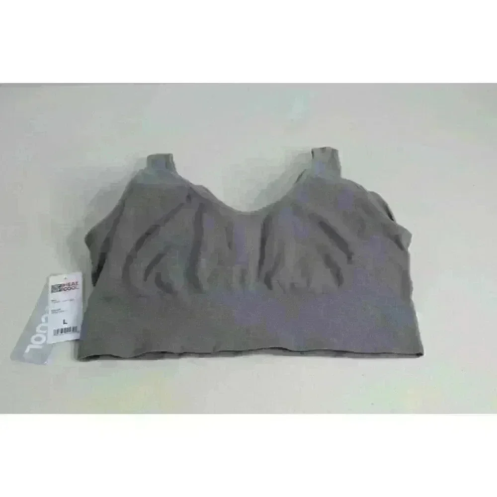 New Women's‎ 32 Degrees Cool Steel Gray Seamless Racerback Sports Bra Size L NWT